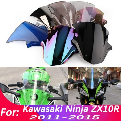 กระจกรถจักรยานยนต์สำหรับ Kawasaki Ninja ZX10R ZX-10R 2011-2015อุปกรณ์เสริมกระจกบังลมบอลลูนคู่ Deflector