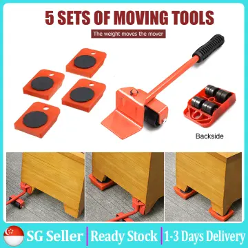 4 PC FURNITURE MOVER ROLLERS w/ WHEELS Appliance Casters Roll Slider Tool  Set