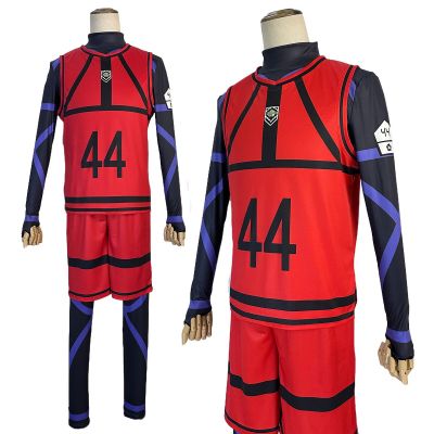 HOLOUN Blue Lock Anime Cosplay Costume Wig Reo Nagi Rin Kunigam Red Football Training Uniform Daily Wear Rose Net Sythetic