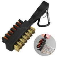 +‘； 1/2/3Pcs Golf Club Brush Groove Cleaner Dual Sided Cleaning Tools, Portable Metal Lightweight Nylon Brushes For Golf Balls Shoes