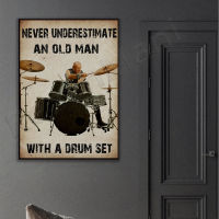 Never underestimate an old man with a drum set drum poster, drummer gift drum patent art music wall art musician drum music post