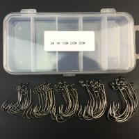 51Pcs Fishing Hooks High Carbon Steel Worm Senko Bait Jig Fish Hooks with Plastic Box