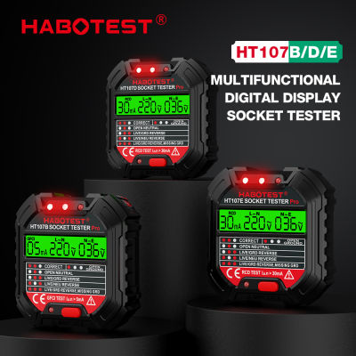 HABOTEST HT107 เครื่องทดสอบเต้ารับ 48V-250V เครื่องตรวจจับการรั่วไหล เครื่องทดสอบระดับมืออาชีพ RCD GFCI Socket Tester เบรกเกอร์ความปลอดภัยทางไฟฟ้าสำหรับการตรวจจับแรงดันไฟฟ้า ตัวเช็คปลั๊กไฟ