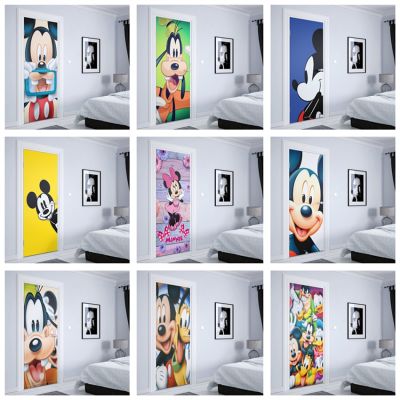 Disney Mickey Minnie Mouse Wallpaper Self Adhesive Door Mural Removable Vinyl Home Decor Art Decal door stickers Wall Stickers