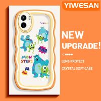 YIWESAN เคสสำหรับ VIVO Y15s,Y01 Y15a การ์ตูนมอนสเตอร์แฟชั่นขอบเคสโทรศัพท์แบบใสดีไซน์ใหม่เลนส์กล้องถ่ายรูปเคสใสกันกระแทกเคสป้องกันซิลิโคน