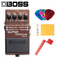 Boss OC-3 Dual Super Octave Pedal for GuitarBass with Built-In Overdrive Bundle with Picks, Polishing Cloth and Strings Winder