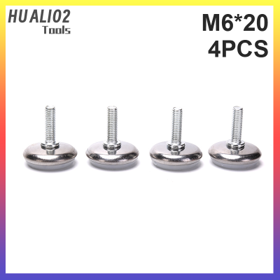 HUALI02 M6 4ชิ้น M8โต๊ะฐาน15 20 25มม. ปรับได้ขาเฟอร์นิเจอร์เหล็กกันลื่น