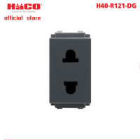 HACO-H40-R121-DG เต้ารับ 2 ขาเดี่ยว 16 แอมป์ 250โวลต์พร้อมม่านนิรภัย สีเทาเข้ม