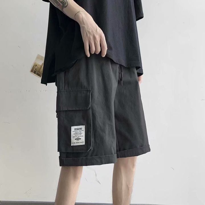 2022-summer-techwear-shorts-mens-hong-kong-style-students-handsome-straight-fifth-pants-korean-trend-loose-baggy-casual-trouser