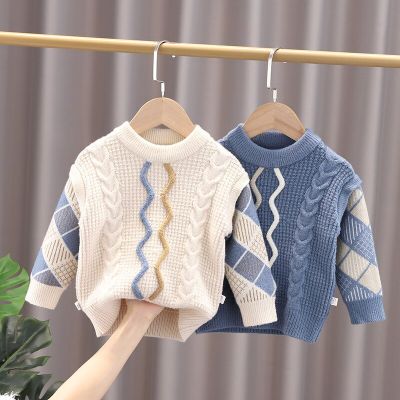 Striped Knitted Sweater Casual Childrens Boy Sweater Cartoon New Knitwear Childrens Clothing for Girl Boys Winter Clothes Top