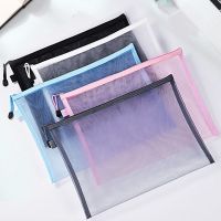 Nylon Mesh File Bag A4 A5 A6 Transparent Zipper Test Paper Information Bag Office Student Pen Bag Subject Bag Puzzle Storage Bag