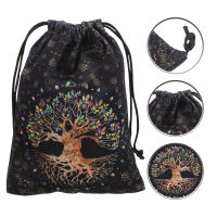 Gerpo【Hot】 Drawstring Bag Tree Pattern Printing Drawstring Tarot Card Bag กระเป๋าแร่คริสตัล