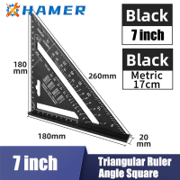 7นิ้ว90องศาหนาอลูมิเนียมสามเหลี่ยมไม้บรรทัดเมตริกช่างไม้สแควร์สามเหลี่ยมมุมสแควร์วัดสำหรับงานไม้