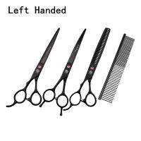 Purple Dragon Professional 7 inch Left Handed Dog Pet Grooming Scissors Pets Shears Set Cutting+Curved+Thinning+Steel Comb+Bag