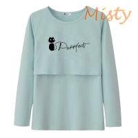 Maternity Nursing T-shirt Long Sleeve T-shirt Breast-Feeding T-Shirt Cotton Tops