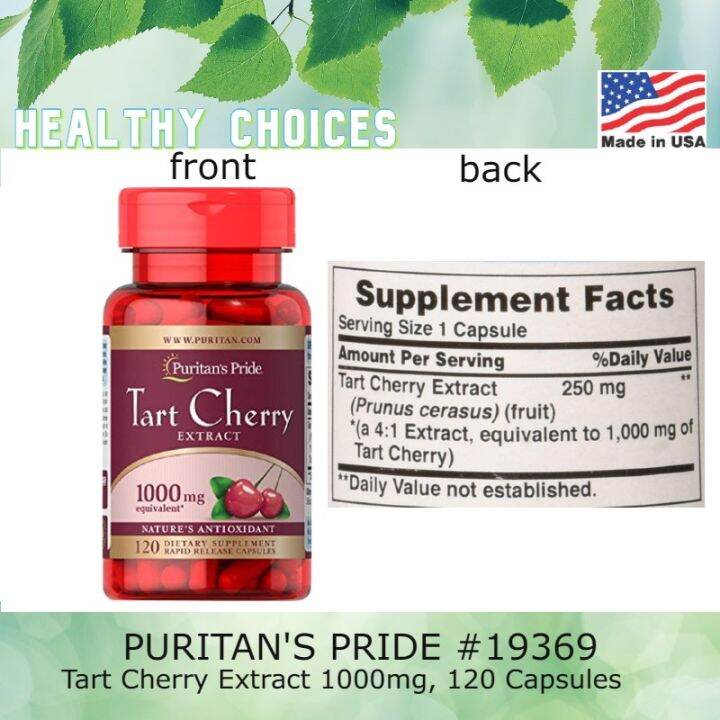 PURITAN'S PRIDE 19369 EXP 3/2024 Tart Cherry Extract 1000mg, 120