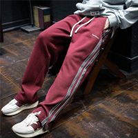 2023 Zipper Pocket Loose Straight Sweatpants Mens Autumn Fashion Brand Striped plus Size Sweatpants Slimming Casual Pants 9UWf