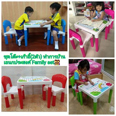 ชุดโต๊ะเด็กอนุบาล"Family set" ชุดโต๊ะทำการบ้านเอนกประสงค์💼Mvl ในชุดประกอบด้วยโต๊ะ+เก้าอี้2ตัว