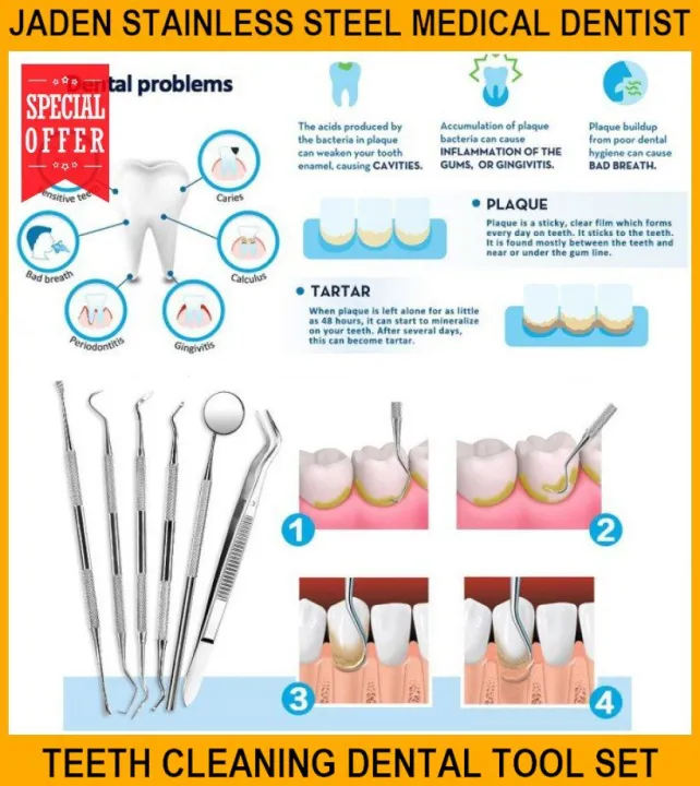 Jaden Stainless Steel Medical Dentist Teeth Cleaning Dental Tool SET 6