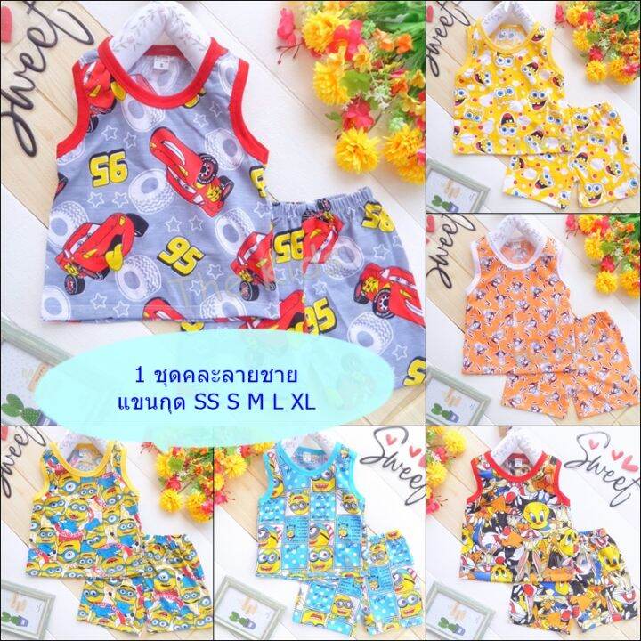 คละลาย-1-ชุด5เดือน-7ขวบ-แขนกุดขาสั้น-ss-s-m-l-xl-ผ้าคอตตอนนุ่ม