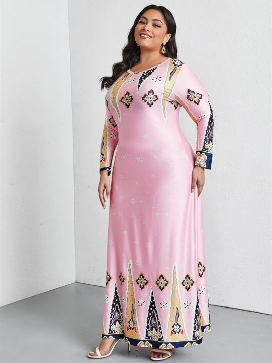 2023ฤดูหนาวผู้หญิงแขนยาวชุดขนาดบวก4xl-หญิงย้อนยุคพิมพ์วินเทจชุดขนาดใหญ่-abayas-มุสลิมชุดประเมิน