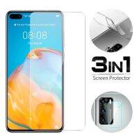 3-in-1 กระจกเทมเปอร์ สำหรับ Huawei P20 P30 P40 Lite Pro Nova 5T 7i 7 Se Y7 Y9 Prime Y5P Y6P ป้องกันหน้าจอ กระจกนิรภัย ฟิล์มไฮโดรเจล ด้านหน้าและด้านหลังและเลนส์กล้อง