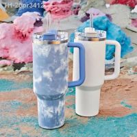 ▧▲ 20pr3412 Aço inoxidável Tie Dye Garrafa De Água Térmica Copo Palha Café 40 Oz Tumbler com Alça Drinkware Viagem Carro Caneca