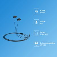 Philips in-ear Headphones (TAE1126BK) หูฟังที่มีไมโครโฟน หูฟัง In ear