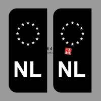 【car parts】2 X หมายเลขแผ่นสติกเกอร์สีดำ NL DK SK RO PL ฟิล์มสนามสีดำรถพ่วงรถคาราวานรถบัสเหมาะกับทุกขนาดมาตรฐานเนเธอร์แลนด์ไวนิล