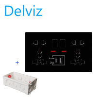 Delviz EU/UK/US 5 hole wall mounted C socket, smart fast charging socket. 1A/1C Charging node. Power socket size 146mm * 86mm. With junction box.