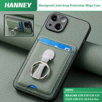 HANNEY สำหรับ OPPO REALME C55 C35 C33 C31 C21Y C15 C21 C20 C11 10 9 8 6 Pro เคสโทรศัพท์คาร์บอนไฟเบอร์กันกระแทกเคสกันกระแทกกันการตกขนาดใหญ่กระเป๋าเก็บบัตรที่มีวงแหวนพับ C1-9ฝาครอบด้านหลัง