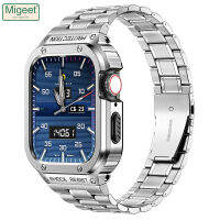 Migeet สายเหล็กสแตนเลส45มม. 44มม. + สายเคสสำหรับ Apple Watch 49มม. 44มม. ปลอกคอกันสุนัขเลียกันชนโลหะอุปกรณ์สายรัดยาง I Watch Series 4 5 SE 6 7 8