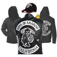 ลูกชายแห่งอนาธิปไตยมีฮู้ด TV SOA เสื้อกั๊กหนังซิปแจ็คเก็ตชุดคอสเพลย์บุรุษหมวกพังค์ MC สำหรับผู้ชายหมวกแก๊ป Mayans เครื่องแต่งกายวันฮาโลวีน