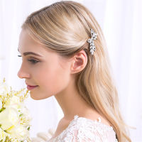 Exquisite Headwear Leaf Hair Clips Flower Side Clips Bridal Hair Accessories Rhinestone Hair Clips
