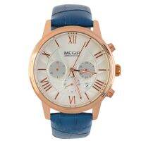 ANGEL MEGIR ML2012 Luxury นาฬิกาสำหรับผู้ชายสายหนังควอตซ์นาฬิกาข้อมือชนิดบอกวันที่จอแสดงผล