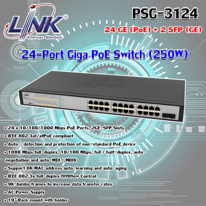 link-24-port-giga-poe-switch-24-ge-poe-2-sfp-ge-250w-รุ่น-psg-3124