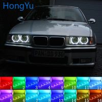 ไฟหน้า Rgb หลายสีแอลอีดีดวงตานางฟ้าแหวนเฮโล Drl Rf การควบคุมระยะไกลสำหรับ Bmw 3ชุด E36 1990 2000อุปกรณ์131mmx4