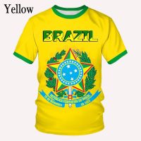 [ขายดีที่สุด] 2022ใหม่แฟชั่นบราซิลธง3d เสื้อยืดผู้ชาย/ผู้หญิงลำลองคอกลมแขนสั้นกีฬาเสื้อยืด
