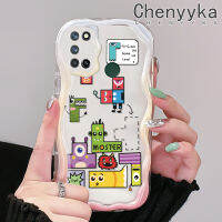 เคส Chenyyyka สำหรับ Realme 7 Pro 7i C17 Narzo 20 Pro เคสการ์ตูนน่ารักลายสโปปปีศาจ Tetris วัสดุอัพเกรดเนื้อครีมขอบคลื่นนุ่มเคสมือถือกันกระแทกแบบใสนิ่มฝาครอบป้องกันปลอกโปร่งใสลายกล้องถ่ายรูป