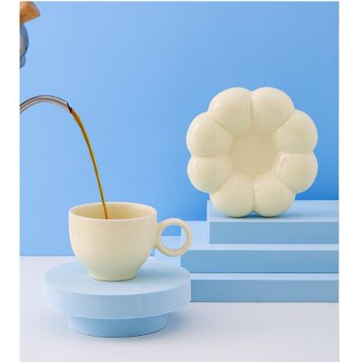 Ceramic Mug Coffee Cup Sunflower Ins Macaron Series Thickened Saucer Gift Box Set Creative Afternoon Tea Birthday Wedding