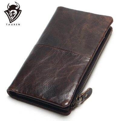 （Layor wallet） 2021 NewLayer OfLeather ผู้ชาย39; S น้ำมัน WaxHigh CapacityCard บิตยาวคลัทช์ผู้ชายของแท้