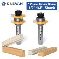 ONEVAN 2 ชิ้น 35 มม. (1-3 / 8－) ลิ้นและร่องเราเตอร์บิตชุด 8 มม. ก้าน T-Slot Joint Assembly Milling Cutter สําหรับงานไม้