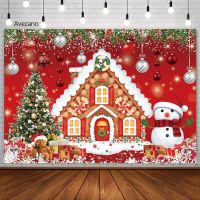 Avezano Christmas Decorations Backdrops Gingerbread House Snowman Winter Party Photo Props Photography Background Photoshoot