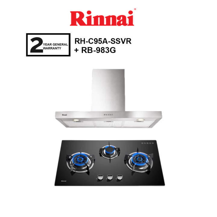 { COMBO } Rinnai RHC95ASSVR 90cm Chimney Cooker Range Hood RHC95ASSVR