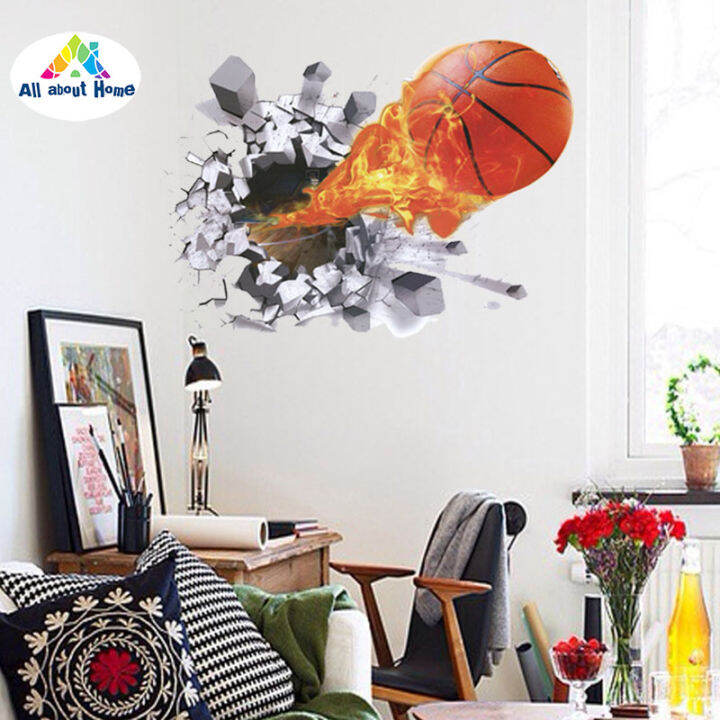 ABH Home Decor Living Room 3D Basketball Soccer Wall Poster Background ...