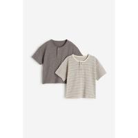 ❃♙ H M Boy 2-pack cotton Henley tops 1136128 1