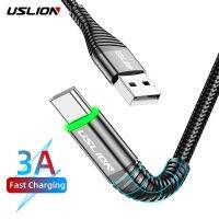 USLION 2m LED 3A Type C Cable For Huawei P30 Pro Fast Charge Phone Charging Wire USB C Cable For Samsung Xiaomi Type C Data Line