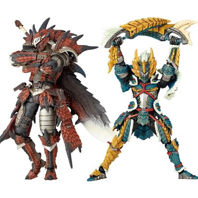 ZZOOI 17cm Monster Hunter Jinou/Rathalos Anime Figure Revoltech Yamaguchi Action Figure Hunter Swordsman Figurine Adult Model Doll Toy