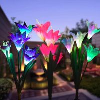 4 LED Lily Solar Light RGB Color Garden Flower IP65 Waterproof Decorative Lamp Solar Outdoor Powered Yard Lawn Pathway Wedding