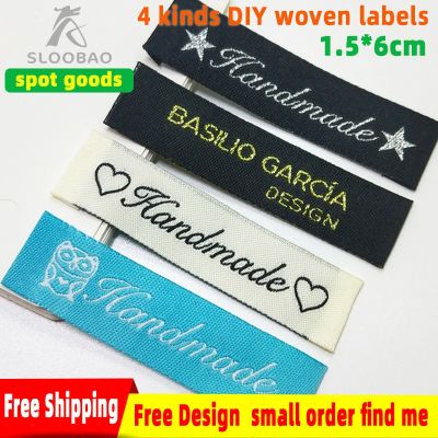 【LZ】☃❦✣  100 pçs feito à mão algodão tecido impresso etiquetas roupas vestuário tags diy scrapbooking artesanato acessórios de costura